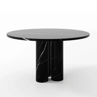Table à manger en marbre Dream Home, plateau rond, base multicylindrique épaisse, pierre naturelle, mobilier de salle à manger pour la maison