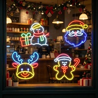 Lumière néon décorative LED 3D colorée à suspendre et à poser, motifs Cerf de Noël, Père Noël, Bonhomme de neige, Sapin de Noël, Chaussettes, pour créer une ambiance festive