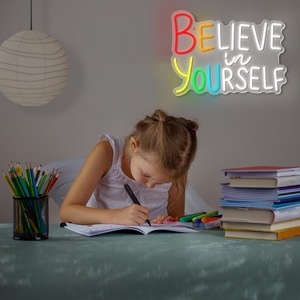 Letrero LED <span class=keywords><strong>de</strong></span> Neón Personalizable con Frase Inspiradora 'Believe Yourself', Alimentado por USB, Decoración <span class=keywords><strong>de</strong></span> Pared, para Aula, Fiesta <span class=keywords><strong>de</strong></span> Cumpleaños, Versátil para Cualquier Lugar - Product Image 6