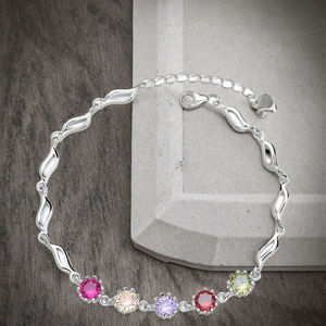 Pulseras <span class=keywords><strong>de</strong></span> Cristal con Piedras Preciosas Personalizadas al por Mayor, Pulseras <span class=keywords><strong>de</strong></span> Plata <span class=keywords><strong>de</strong></span> Ley 925 Coloridas, Pulseras Bonitas al por Mayor para Niñas - Product Image 2