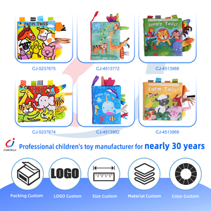 Juego de Juguetes Sensoriales para Bebés Chengji, Libros de <span class=keywords><strong>Tela</strong></span> Educativos con Temática de Animales Coloridos, Libros de <span class=keywords><strong>Tela</strong></span> con Sonidos para Tocar y Sentir - Product Image 4