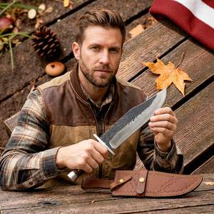 Couteau de survie et de combat à lame droite en acier au carbone, manche en bois, fait main, pour l'extérieur, avec étui, OEM - Product Image 3