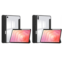 Étui arrière transparent en acrylique pour Samsung Galaxy Tab S12+ S12 Ultra, résistant aux chocs, robuste, avec support pliable pour tablette