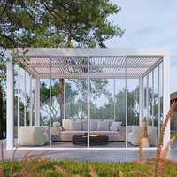 Pergola bioclimatique moderne en aluminium pour extérieur, 3x3m, 4x4m, 6x4m, motorisée, télécommande, design à lames orientables, imperméable et résistante à la neige