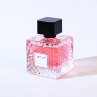 Vente en gros de flacons de parfum carrés transparents populaires de 100 ml, flacons de parfum vides en verre avec emballage en boîte et couvercle personnalisé