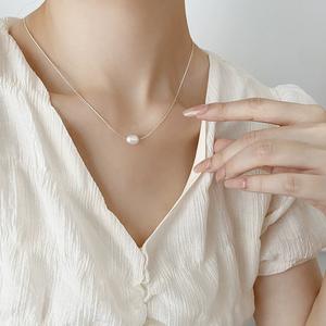 Mujeres simples S925 plata esterlina Irregular agua dulce perla encanto collar regalos al por mayor - Product Image 4