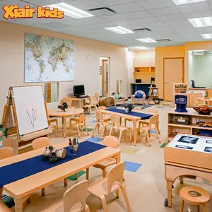 XiairToddlers kreş okul öncesi Montessori mobilya anaokulu okul sırası ve sandalye setleri ahşap çocuk bakım odası sınıf