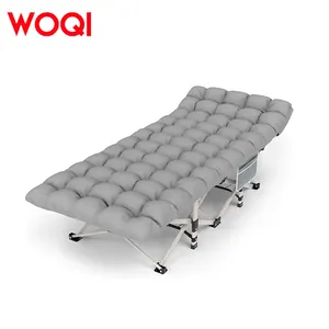 WOQI 야외 알루미늄 성인 싱글 600D 옥스포드 접이식 캠핑 침대 부드러운 쿠션 경량 싱글 침대