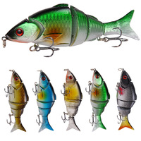 Leurre Artificiel ABS Rigide 12,5cm/21,3g Multi-sections, Simulation de Nageur, Hameçon à Fente Sanguine pour la Pêche en Mer et en Eau Douce