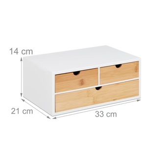 Bamboo Desktop <b>Storage</b> <b>Box</b> 3 <b>Drawer</b> Office Organizer For Student Dorm And Office Tidy Rectangle Standing Type Big Capacity - Product Image 4