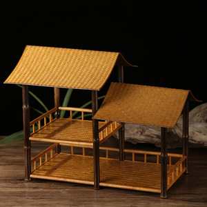 Bamboo Woven Cup Rack Rectangle Freestanding <b>Desk</b> Tea Set Organizer Storage Display Shelf Tableware Holder Chinese Style - Product Image 4