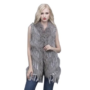MWFur <span class=keywords><strong>Gilet</strong></span> en <span class=keywords><strong>fourrure</strong></span> de <span class=keywords><strong>lapin</strong></span> tricoté à la mode avec col en <span class=keywords><strong>fourrure</strong></span> de raton laveur Gilets <span class=keywords><strong>sans</strong></span> manches en <span class=keywords><strong>fourrure</strong></span> de mode d'hiver pour femmes dames - Product Image 1