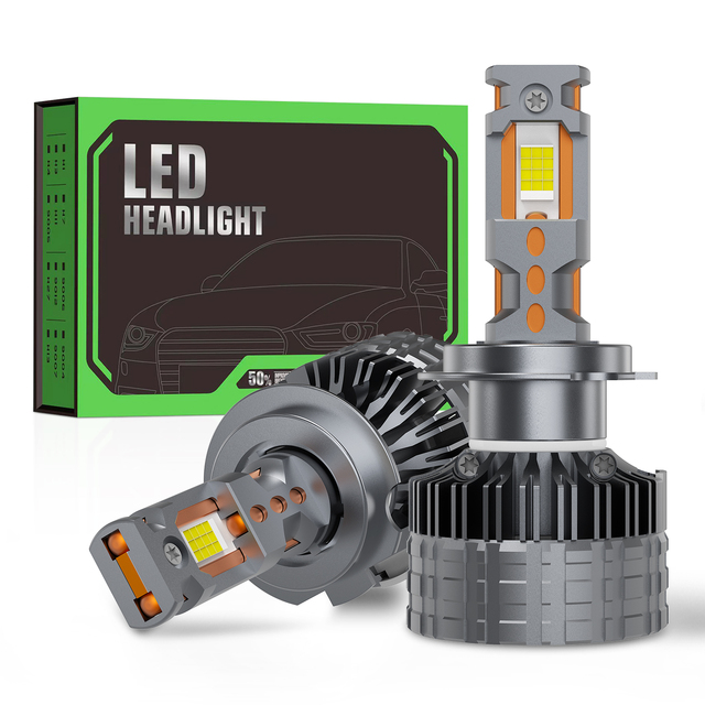 OEM Factory T4 200W Quad Copper Tube LED Headlight H1 H7 H8 H9 H11 H16 HB3 9005 HB4 9006 6500K External Driver Plug and Play
