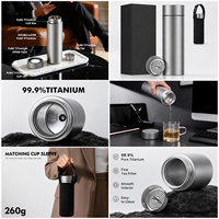 Thermos en titane pur, 450 ml, avec infuseur à thé, bouteille à double paroi isolée, couleur personnalisée
