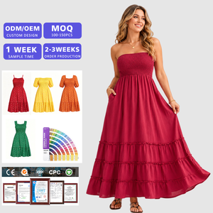 Vestido Maxi Fruncido de Talla Grande para Mujer, Diseño sin Tirantes, Cómodo y Ligero, Calidad Premium, Marca Privada, ¡Venta Caliente! - Product Image 1