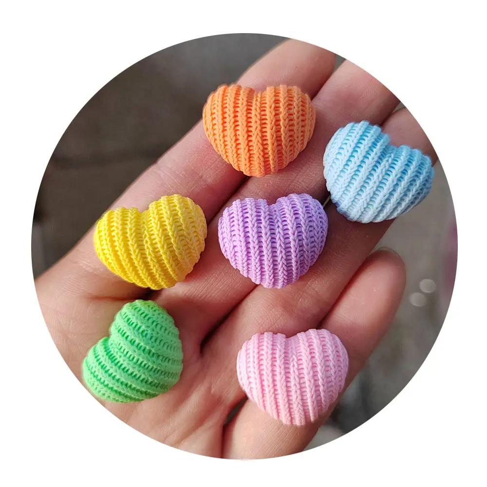 Simulation Knitting Love Heart Resin Patch DIY Scrapbooking Decoration Material Phone Case Hairpin Jewelry Craft Accessories