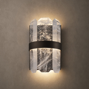 Lámpara de Pared LED de Metal Bronce Oscuro, Moderna, con Pantalla de Vidrio Ámbar, Alto CRI 90, Decoración para Dormitorio, Cabecera, Pasillo - Product Image 1