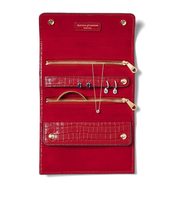 Sac de voyage pour bijoux en cuir rouge gaufré croco de luxe avec logo personnalisé, organiseur de bijoux portable avec deux boutons à pression