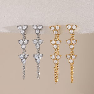 Conjunto de Joias Delicadas J&D com Flor de Zircônia em Aço Inoxidável, Corrente de Flor em Ouro 18k e Prata, Brincos, Pulseira e Colar com Pingente de Flor - Product Image 6
