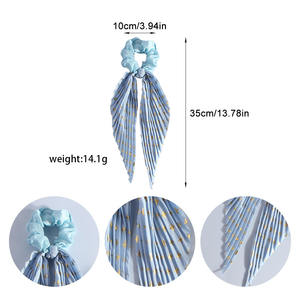 Meilleures ventes : Chouchous plissés pour <span class=keywords><strong>cheveux</strong></span>, accessoires capillaires avec élastiques dorés et <span class=keywords><strong>long</strong></span> ruban pour femmes - Product Image 5