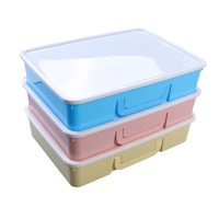 Boîte de rangement rectangulaire en plastique durable, grande capacité, gain de place, avec couvercle, pour vêtements, papeterie, sous-vêtements, organisateur