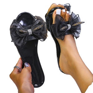 <span class=keywords><strong>Sandales</strong></span> plates pour femmes en été, avec nœud en strass, grande taille, plage, <span class=keywords><strong>sandales</strong></span> de plage, chaussures en gelée transparente - Product Image 1