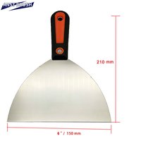 Couteau à enduire plat industriel robuste de 6 pouces pour le bricolage, lame en acier à haute teneur en carbone, manche ergonomique en plastique bicolore pour murs