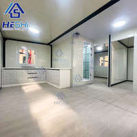 Casa Contenedor Prefabricada Moderna HESHI, Rectangular, Exterior de Madera, Puerta de Vidrio, Ventanas, Mini Casa, Villa