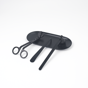 Kit d'entretien de bougies 4-en-1 DLT : Ciseaux, pique-bougie, éteignoir, plateau et outils – Logo personnalisé – Noir, Or, Argent – Coupe-<span class=keywords><strong>mèche</strong></span> de bougie - Product Image 1