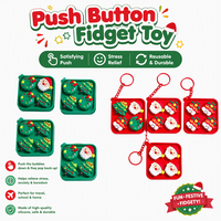 Ensemble de porte-clés anti-stress en PVC à bouton-poussoir pour Noël, avec breloques 3D Père Noël, sapin et couronne, pour les fêtes