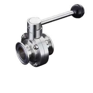 High Quality 304 316 Sanitary Food Grade Stainless Steel 3 Clamp Manual Butterfly Valve