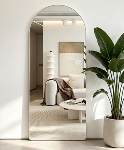 Miroir sur pied arqué pleine longueur rétroéclairé par LED avec interrupteur tactile anti-buée pour chambre et salon – Vente en gros moderne - Product Image 5