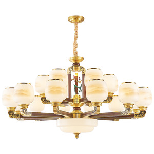 Modern Chinese Style Chandelier Solid Wood Enamel Finish Multi Head Led <b>Light</b> For Living Room Teahouse Dining Room - Product Image 3