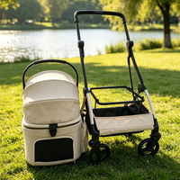 Ventes en gros de poussettes pour chiens de taille moyenne pliables en beige, OEM et ODM, fabriquées en Chine