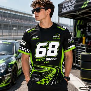 2026 New Arrival <b>Track</b> Mode Racing Fan Tee Men Women Loose Casual Breathable Full Sublimation Custom Number Sports Short Sleeve - Product Image 1