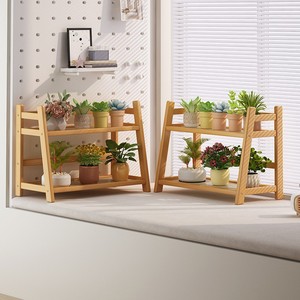 2026 New <b>Desktop</b> Flower Stand, Bay Window Succulent Plant Stand, Solid Wood Multi-Layer Tiered Trapezoidal <b>Shelf</b> - Product Image 1