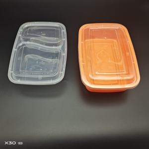 Contenedores de Alimentos Desechables de Plástico PP Negro <span class=keywords><strong>para</strong></span> Microondas, de 3 Compartimentos, Venta al Por Mayor del Fabricante - Product Image 1