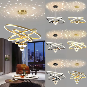 JUNTOS Oro Tres anillos Luces colgantes de alta calidad Líneas suaves Candelabro de Ambiente de moda nórdica moderna - Product Image 6