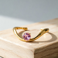 Bracelet jonc minimaliste en acier inoxydable plaqué or 18 carats, torsadé ondulé, avec zircon, ajustable, unisexe, pour anniversaire