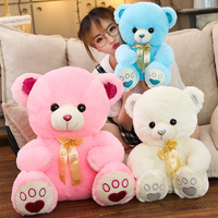 Vente flash : ours en peluche kawaii bleu rose blanc cassé aux couleurs vives de 35/50/65 cm avec nœud