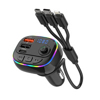 Transmetteur FM universel pour véhicule 12V-24V BT V5.3, lecteur MP3, appels mains libres avec câble de charge 3 en 1, charge rapide