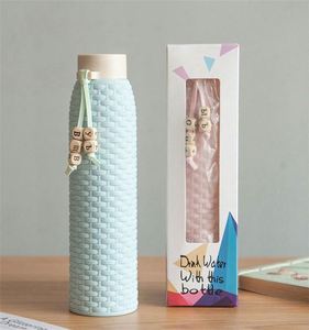 2022 New Fashion Portable Glass Drinking <b>Milk</b> <b>Carton</b> Glass Cup pink Blue Green Color <b>Kids</b> School Water Bottle with Lid - Product Image 5