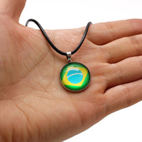 287 pays drapeau Design cristal verre Cabochon pendentif noir corde cordon chaîne collier sport équipe drapeau pendentif collier