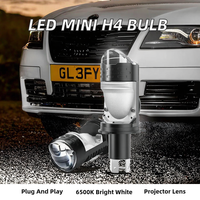 Nouvelle ampoule de phare LED Mini H4 50W 12V 6500K 6000 Lumens avec lentille de projecteur, faisceau Hi-Lo, ventilateur, Plug&Play, ajustement universel pour mise à niveau automobile
