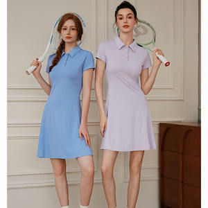 最新设计一体式内置短裤网球裙，带马球领高弹性透气奢华快干女装 - Product Image 1