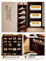 Meuble à chaussures en bois massif de style médiéval, armoire de rangement murale intégrée pour entrée de maison, nouveau modèle 2026, rangement pour entrée