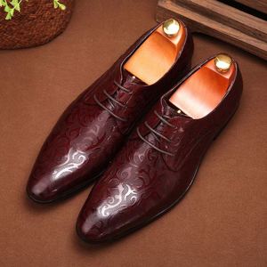 Zapatos Formales de Cuero de Lujo con Punta en Pico para Hombre, con Cordones, Color Marrón, Otoñales, Impermeables, para Bodas y Fiestas - Product Image 1