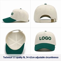 Casquette de baseball 5 panneaux en coton contrasté, personnalisable avec logo OEM/ODM, style streetwear, livraison immédiate, faible MOQ, échantillon disponible.