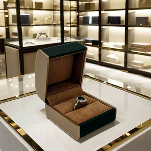 Biểu tượng tùy chỉnh greener PU da hộp đồ trang sức với nhung lót góc bên phải tên nơi Hộp nhẫn - Product Image 5