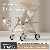 Poussette bébé portable, adaptée aux avions, pliable d'une seule main, compacte, avec auvent pare-soleil réglable